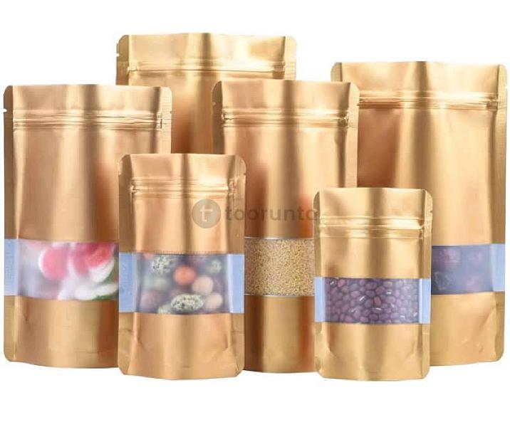 Stand Up Pouch With Window & Zipper, Aluminium Foil Lined Matte (100 Pcs) (16×24 Cm)