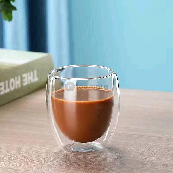 Grande Double Wall Glass Coffee Cup | 250ml Insulated Borosilicate Cup No Handle