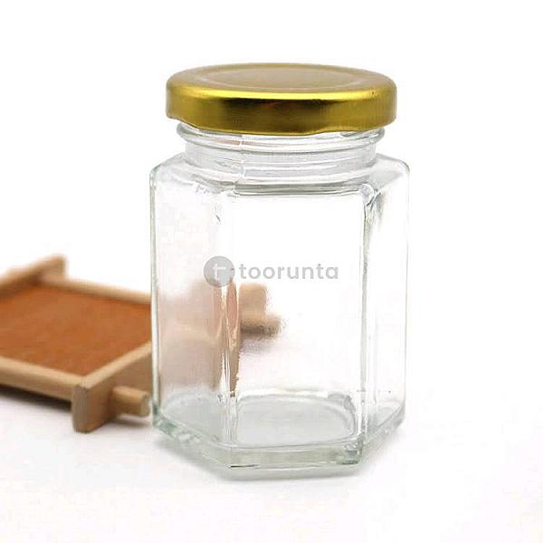 Hexagonal Glass Jar With Metal Lid | 280 Ml