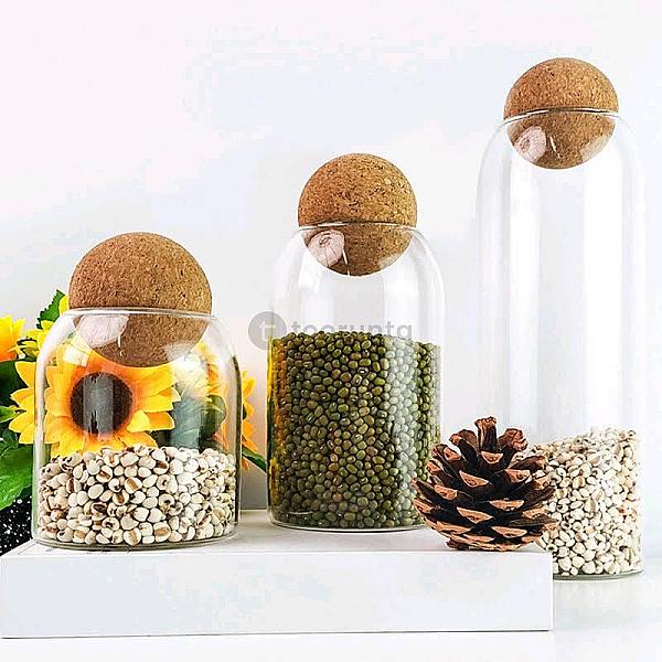 Luxury Glass Jar With Ball Cork Lid – Ideal For Storage & Display I 1200ml