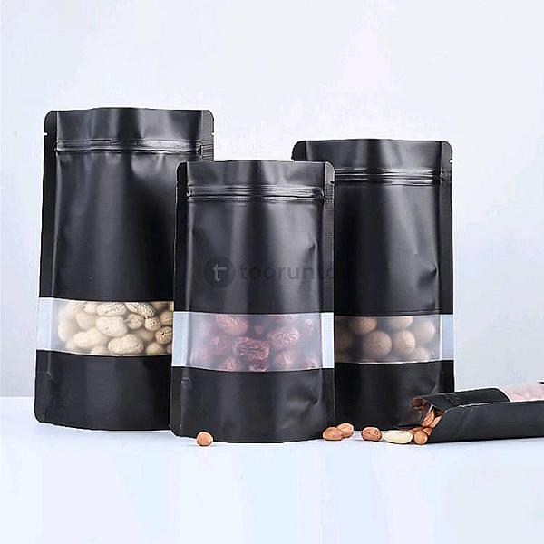 Stand Up Pouch With Window & Zipper, Aluminium Foil Lined Matte (100 Pcs) (14×20 Cm)