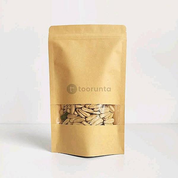 Stand Up Pouch With Window & Resealable Zip-lock Kraft Paper Bag For Food Storage (100 Pcs)
