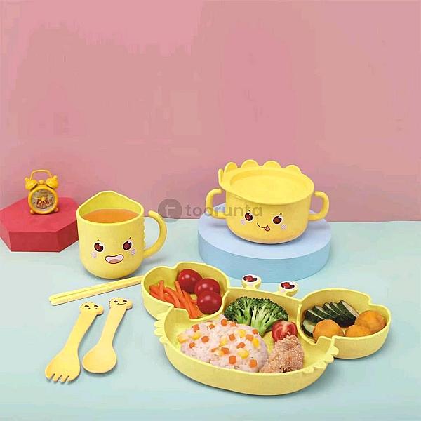 Crab Bamboo Fibre Toddler Plate And Bowl Set (6 Pcs Set) Bpa Free