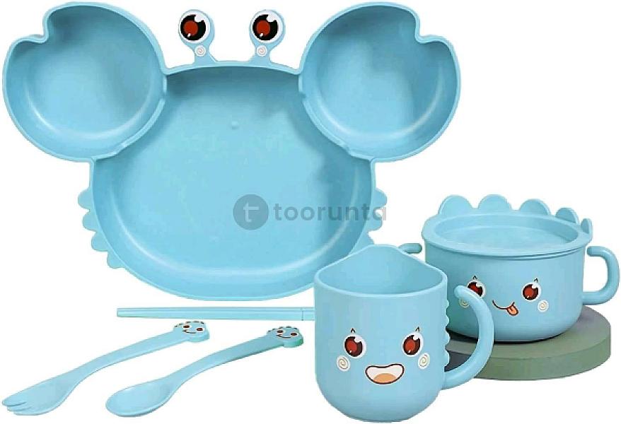 Dino Bamboofibre Plate And Bowl Set (7 Pcs Set) Bpa Free