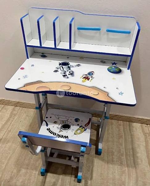 Children Table Chair Set Height Adjustable Kids Study Table With Cartoon Desktop School Workstation Functional Writing Desk