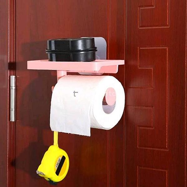 Plastic Wall Mounted Bathroom Toilet Paper Holder With Mobile Phone Stand