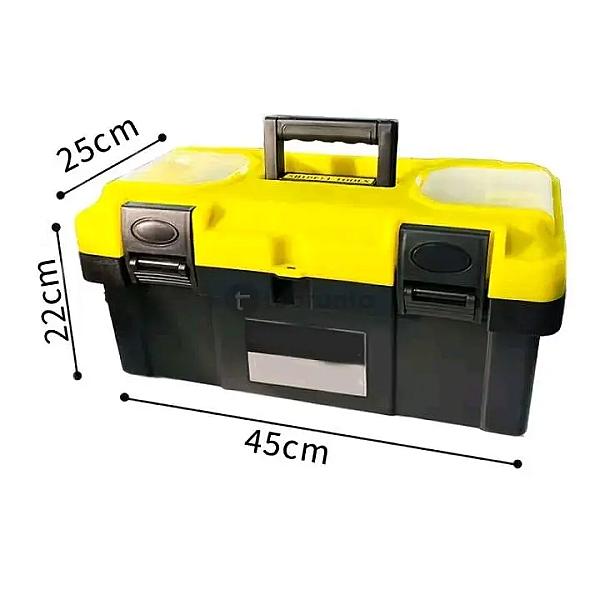Portable Plastic Toolbox With Removable Tray & Handle | Heavy-duty Multifunction Tool Storage Box | Hardware Organizer Case For
