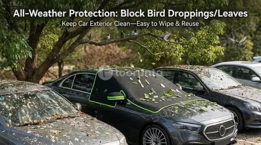 Universal Half Car Cover Waterproof & Windproof | All-weather Half Car Cover For Rain, Snow, Frost, Uv Protection, Dust & Sun | Universal Outdoor Windshield & Roof Protector For Cars