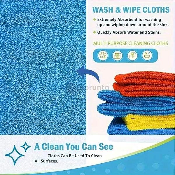 10 Pcs Microfiber Cleaning Cloth Set 30×30cm | Ultra-absorbent Lint-free & Streak-free Reusable Cleaning Towels | Multi-color Cloths For Kitchen, Home, Car Detailing, Glass & Electronics