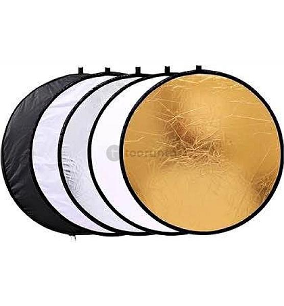 Light Reflector 5-in-1 Portable Round 43, 110cm Collapsible Multi-disc With Bag For Studio Photogra