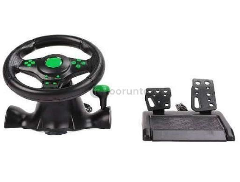 Gaming Vibration Racing Steering Wheel (23cm) & Pedals For Xbox One Ps3 Ps2 Pc Usb