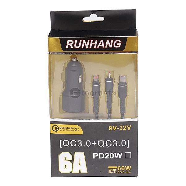 Runhang Mobile Charger 3 In1 Usb Cable With Usb-c, Micro Usb & Lightning