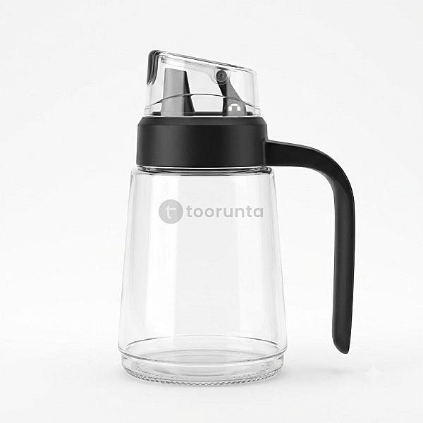 300ml Glass Oil Dispenser Bottle | Clear Measurement Markings (100ml, 200ml, 300ml) | Leak-proof Oil & Vinegar Cruet For Kitchen Cooking | Handle Grip | Ergonomic Design | Small Glass Oil Despenser