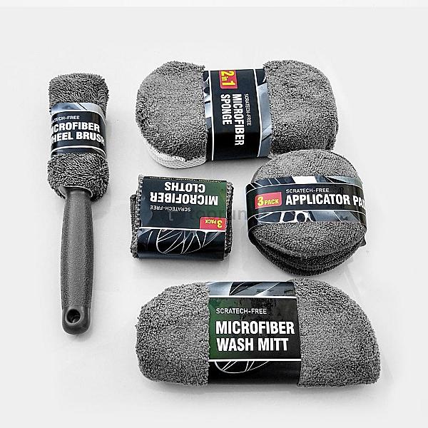 9-piece Premium Car Wash Cleaning Kit With Storage Bag | Microfiber Wash Mitt, Wheel Brush, Sponge, Applicator Pads & Cloths | Complete Auto Detailing Set For Cars, Suvs & Household Wiping