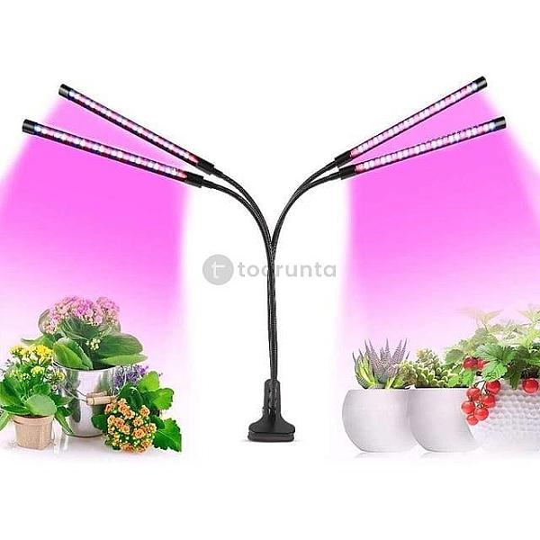 4 Head Led Grow Light For Indoor Plants With Full Spectrum Lighting & Timer | Adjustable Gooseneck Plant Growing Lamp For Seedlings, Hydroponics, Succulents & Indoor Gardening