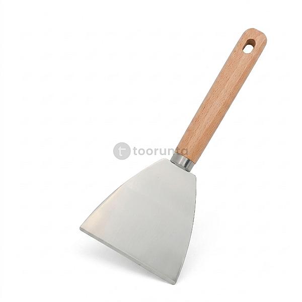Stainless Steel Scraper & Meat Spatula With Wooden Handle | Eotia Brand Multipurpose Tool For Grills, Bbq Grates, Flat Tops, Kitchen Chopper, Pastry Scraper, Meat Cooking, Patty Making & Cake Smoothin