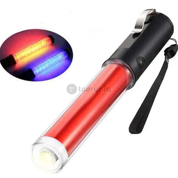 Hand Carry Signal Light (Red & Blue) | Battery Powered Flashing Led Warning Lamp | High Visibility Night Safety Light Stick For Roadside, Construction & Outdoor Use