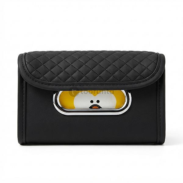 Car Tissue Box Holder | Leather Case with Headrest Strap | Universal Organizer for Car Seat Back, Sun Visor & Armrest | Auto Interior Accessory