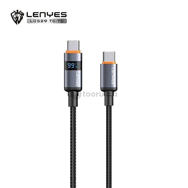 100W Fast Charging Data Cable | Lenyes LC529 TC-TC |1M PD Fast Charge Type-C Data Cable with LED Display | USB-C to USB-C High-Speed Charging & Data Sync Cord