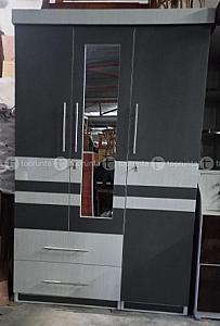 Three door two piece wood cupboard