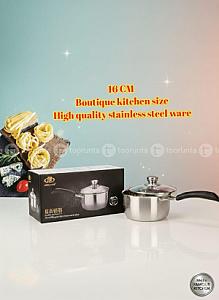 Stainless Steel Suspan with Glass Lid 16cm