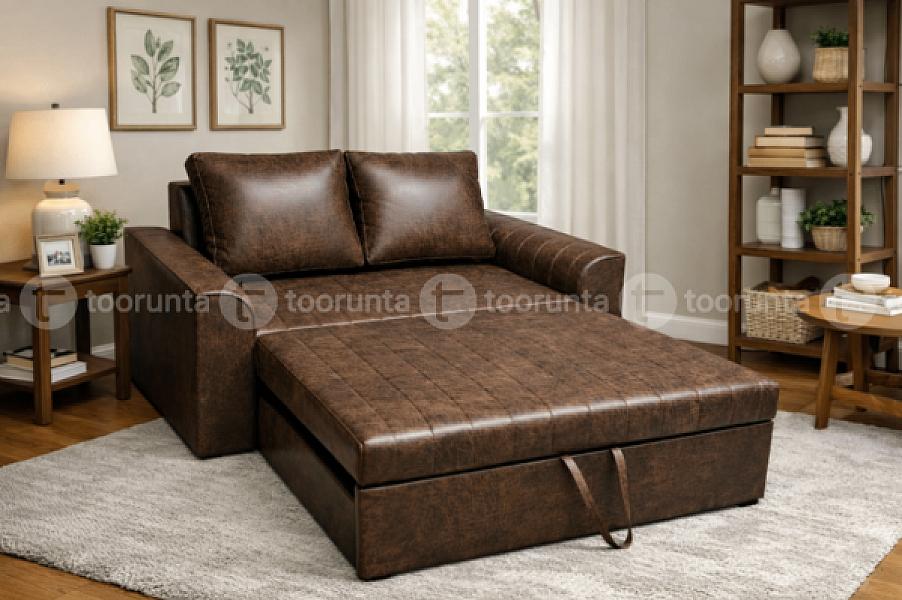 2 In 1 Urban Convertible Loveseat Sleeper Sofa Couch Bed With 2 Soft Cushion, Brown