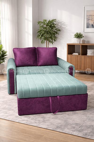 Urban Convertible Loveseat Sleeper Sofa Couch Bed With 2 Soft Cushion, Purple
