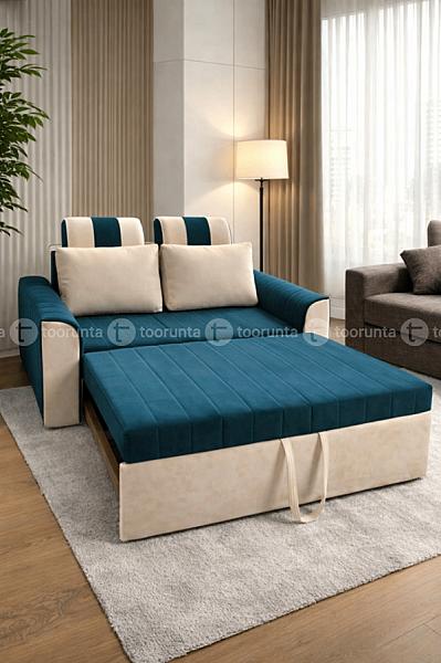 Convertible Loveseat Sleeper Sofa Couch Bed With 2 Soft Cushion, Mint Green