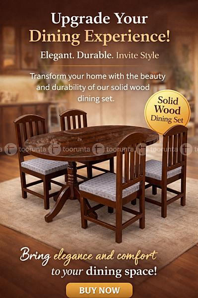 Dark Brown High Wooden Quality 4 Seater Dinning Table Set With Formica Finishing And Durable Paint