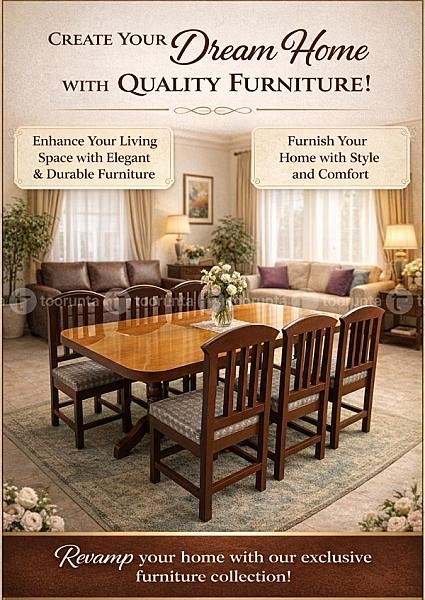 6 Seater Yellow Red High Wooden Quality Dinning Table Set With Formica Finishing And Durable Paint