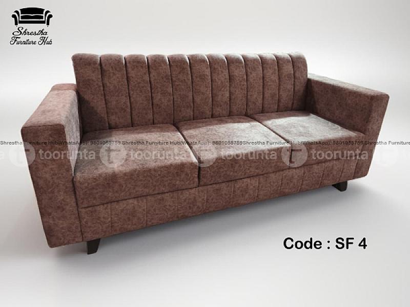 Modern Three Seater Luxury Quilted Back Sofa, Dark Chocolate