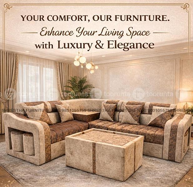 Royal Designed L Shaped Sofa Set For Living Room Office With Tea Table Cushion And Sitting Muda Sets,grey