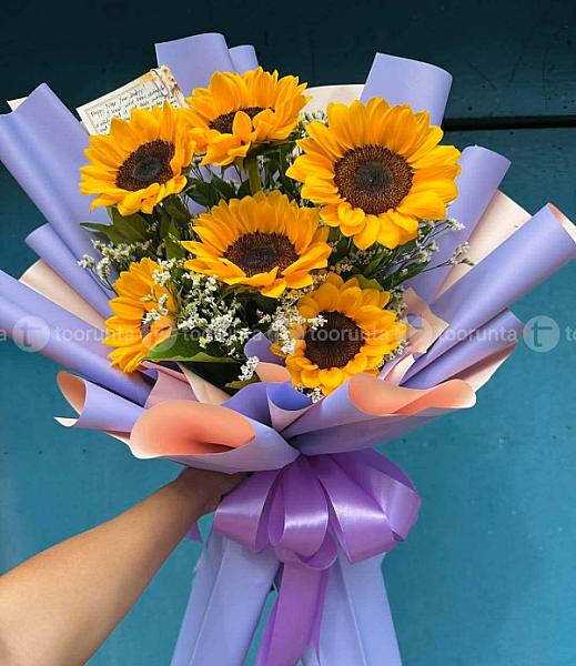 Sunflower And Gypsy Mixed Bouquet