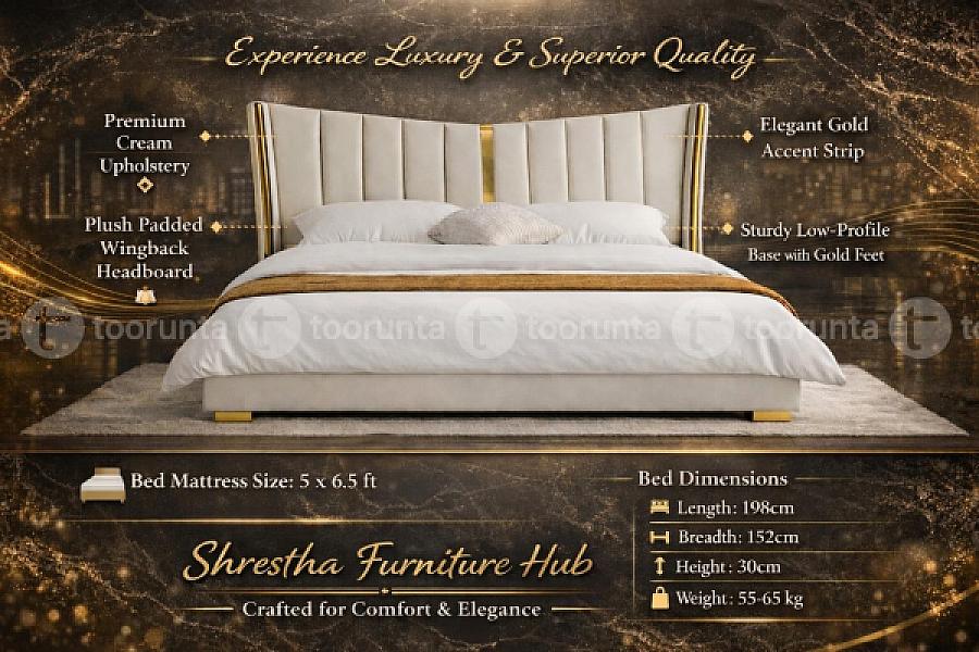 Luxury Upholstered Wingback Queen Size(5*6.5ft) Bed