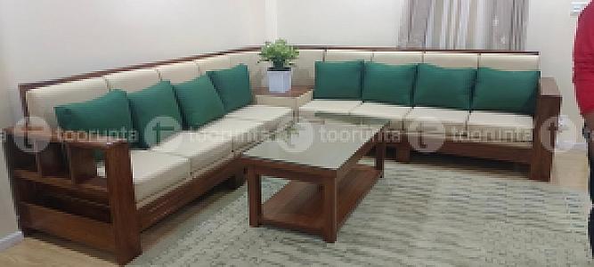 Wooden corner sofa 9 seater