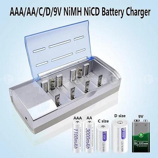 Goop 821bw Aa/aaa/9v/d/c Universal Battery Charger For Ni-cd Ni-mh Cells