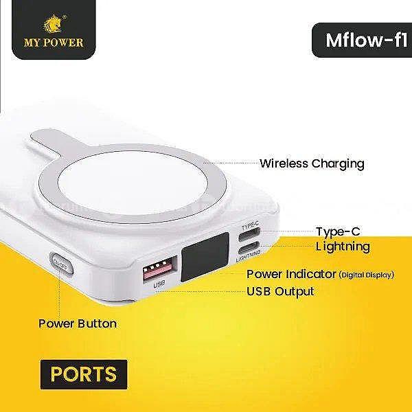 My Power Mflow F1 10000mah Magnetic Wireless Powerbank With Attached Cable And Stand