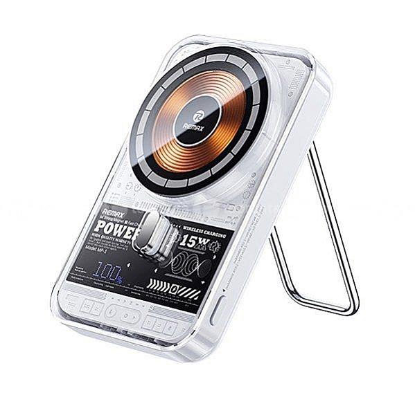 Remax Mp1 Transparent Punk 15w Wireless Charging 10000mah Magnetic Power Bank With Foldable Stand