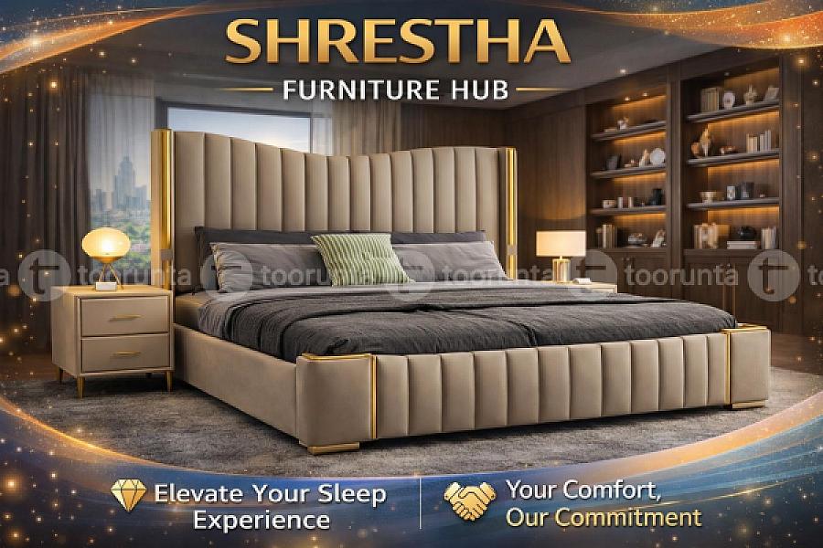 Modern Executive Taupe Velvet Wingback Queen Size(5*6.5ft) Bed