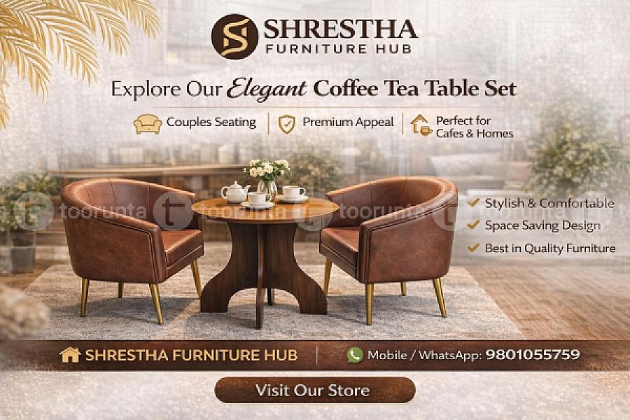 Modern 3-piece Lounge Set With Gold Finish Legs & Solid Wood Pedestal Table