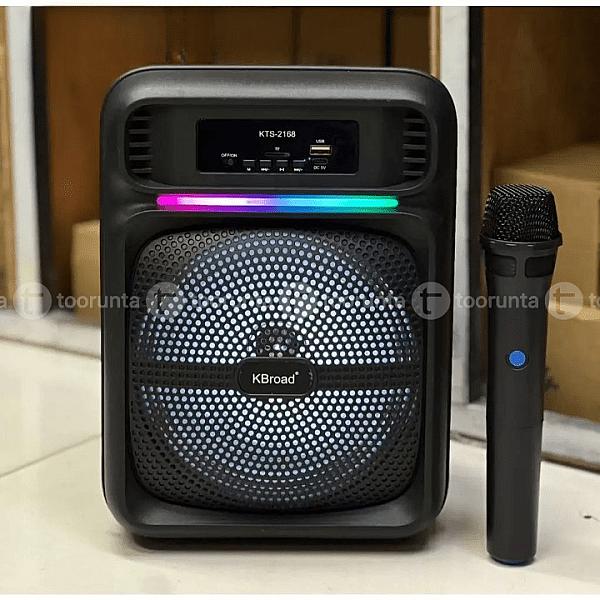 Kbroad Kts 2168 Powerful Sound And Deep Bass Bluetooth Speaker With Wireless Mic Rgb Lights 8-inch Woofer