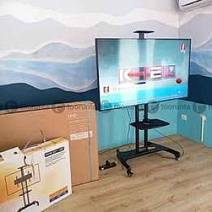 TV Stand Rolling TV Cart Floor Stand with Mount on Lockable Wheels