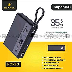 My Power Super35C 35W Ultra portable and Super Fast Charging Power Bank 20000mAh with 1 Yr Warranty