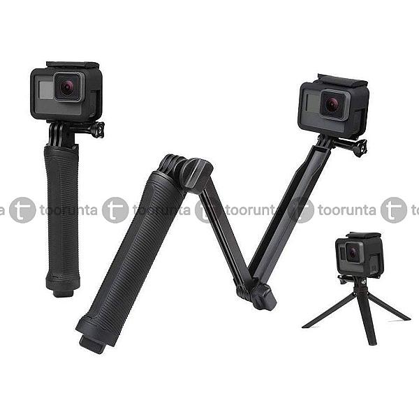 3 Way Monopod Grip Tripod Foldable Selfie Stick Stabilizer Mount Holder For Action Camera