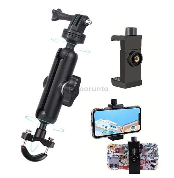 360° Metal Motorcycle Bike Action Camera Holder Handlebar Mount Bracket