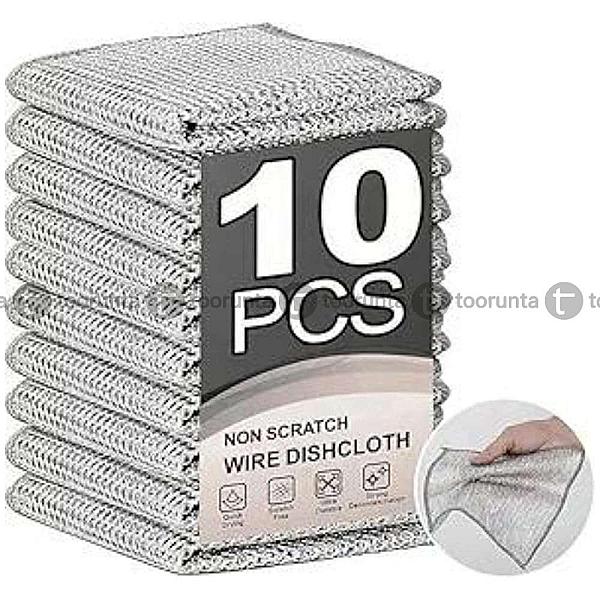 Multipurpose Wire Dishwashing Rags For Wet And Dry Stainless Steel Scrubber Non-scratch Wire Dishcloth For Washing Dishes Sinks Counters Easy Rinsing Machine Washable Pack 10