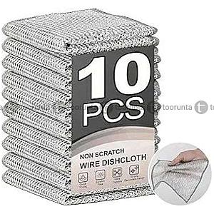 Multipurpose Wire Dishwashing Rags For Wet And Dry Stainless Steel Scrubber Non-scratch Wire Dishcloth For Washing Dishes Sinks Counters Easy Rinsing Machine Washable Pack 10