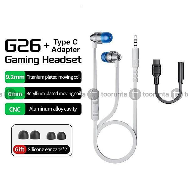 Plextone G26 Gaming Earphone Headset With Mic (Type C+3.5mm)