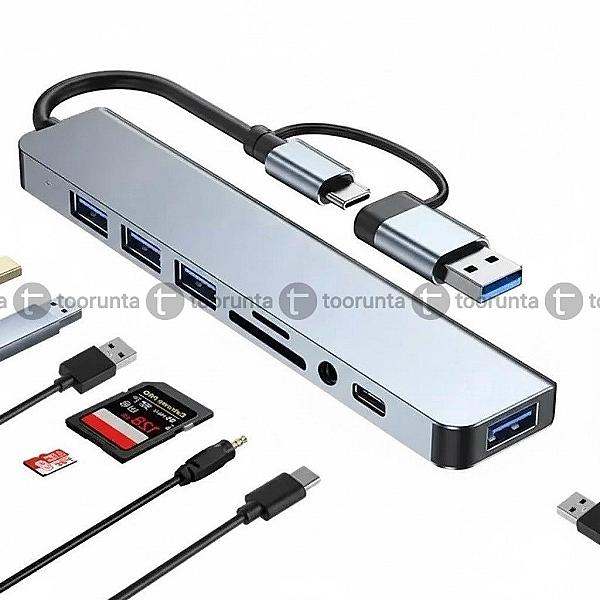 8 In 2 Usb-c Hub Adapter With Usb Tf/sd Card Reader & 3.5mm Audio Port