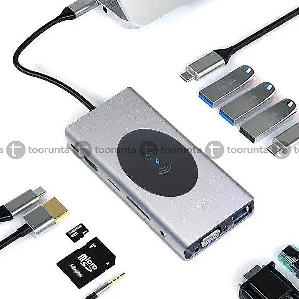 Docking Station Usb C Hub 13‑in‑1 With Wireless Charging Station, Usb C To Hdmi, Ethernet, Vga, 5 Usb And Sd/tf 3.5mm Audio